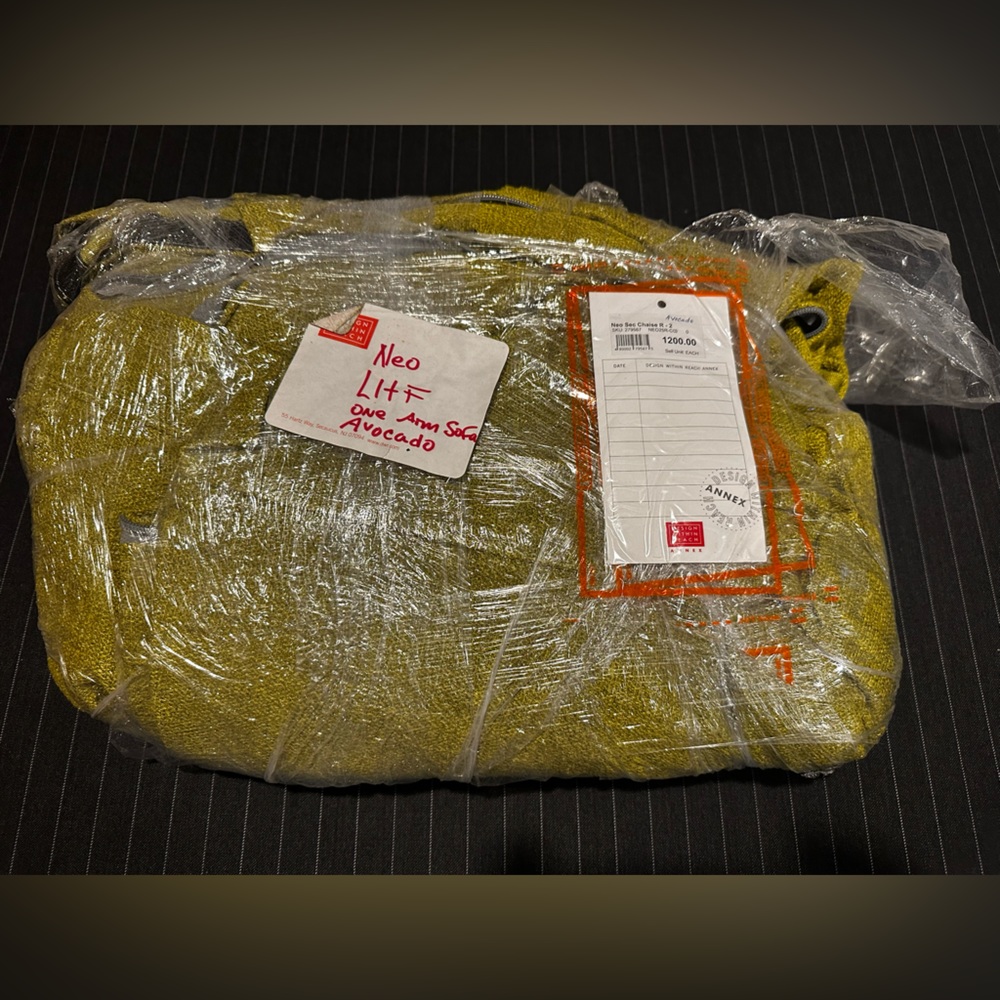 Design Within Reach Neo One arm sofa sectional avacado fabric upholstery DWR NWT